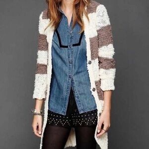 Free people Rugby striped Boucle Sweater